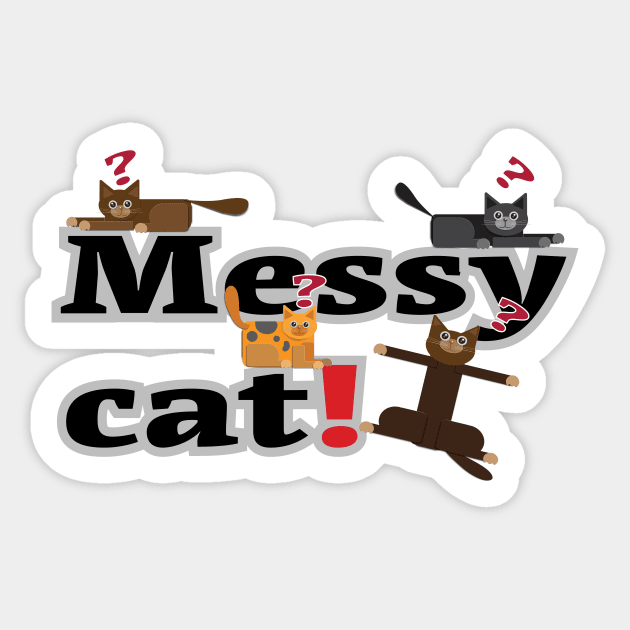 Messy cat Sticker by moss @ ploy love design